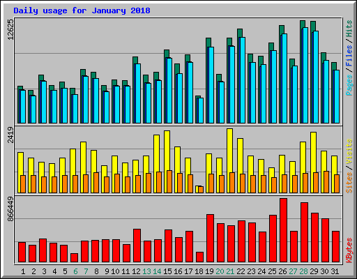 Daily usage for January 2018