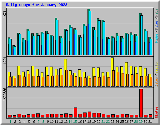 Daily usage for January 2023