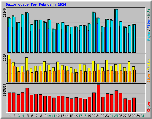 Daily usage for February 2024