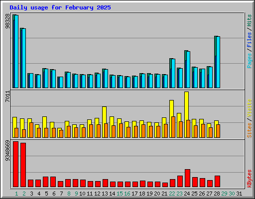 Daily usage for February 2025