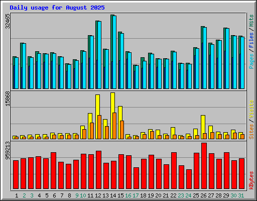 Daily usage for August 2025