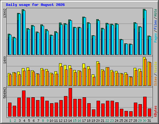 Daily usage for August 2026