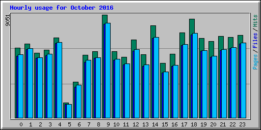 Hourly usage for October 2016